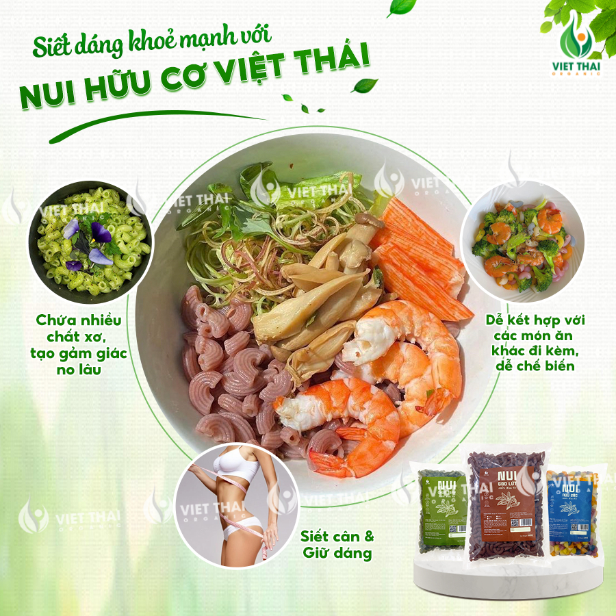 Nui Ngũ Sắc Rau Củ 100% Hữu Cơ Giảm Cân Ăn Kiêng Thực Dưỡng Eat Clean Siêu Ngon Việt Thái Organic