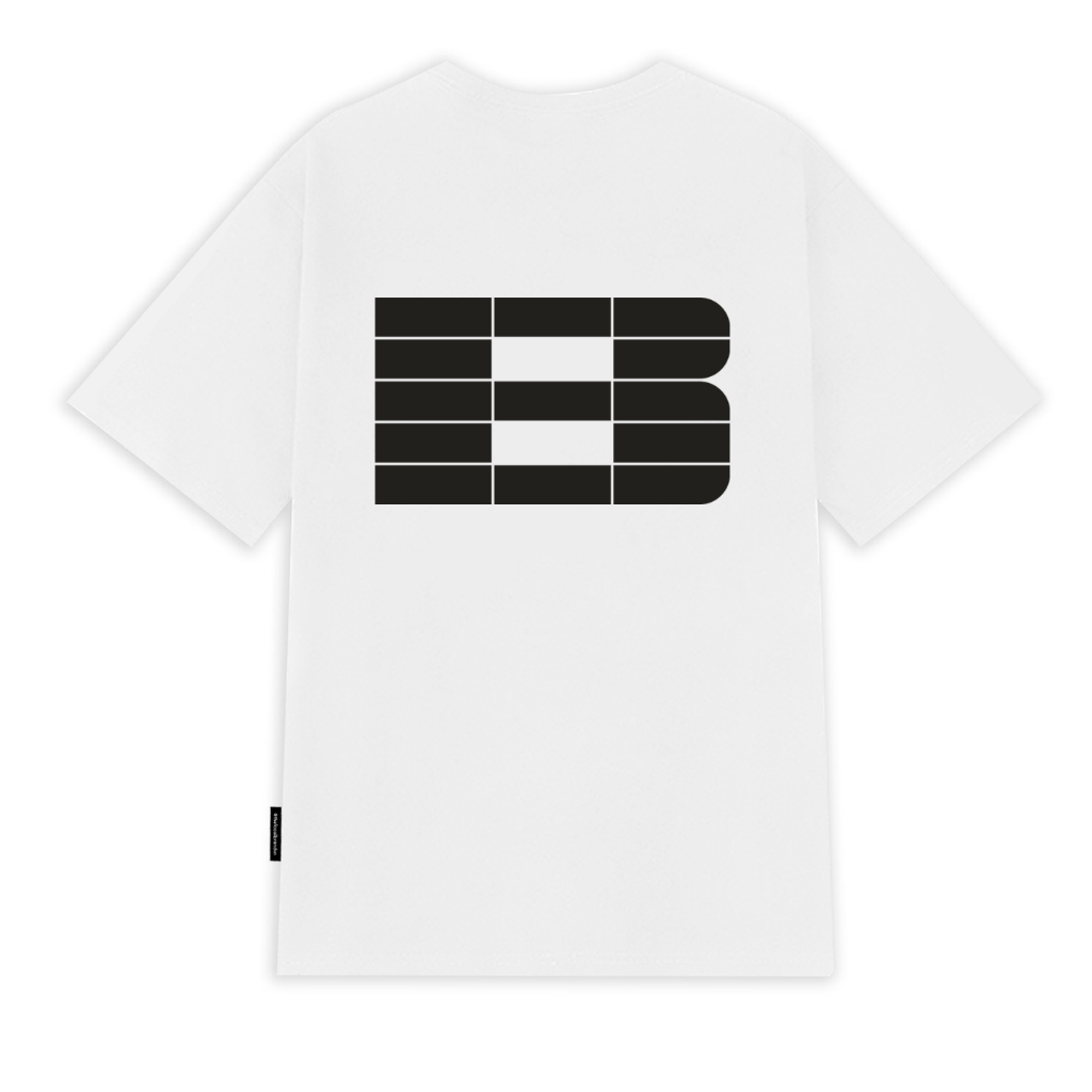 Áo thun tay lỡ Hình In Chữ B Trắng/Đen, Áo phông Unisex nam nữ Cotton 2 chiều oversize form rộng PLEASURE BRAND