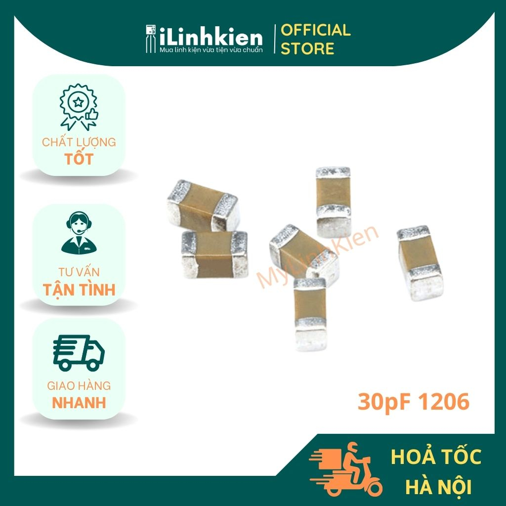 Tụ dán 1206 30pF 50V chất lượng cao (túi 10 chiếc).