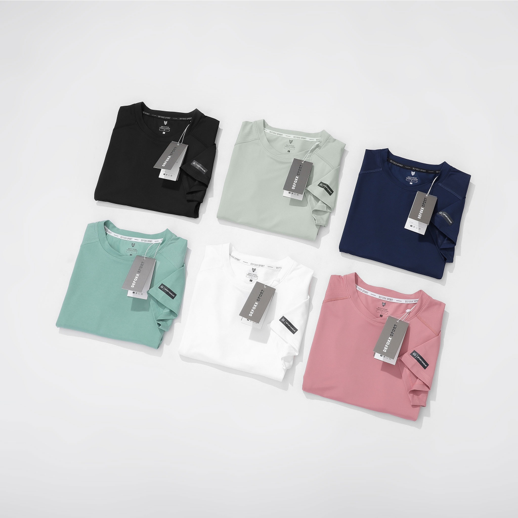 Áo thun thể thao cổ V DEFOXX SPORT vải trơn 4 chiều màu hồng 230547 foxxmen