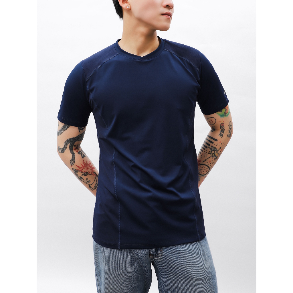 Áo thun thể thao cổ V DEFOXX SPORT vải trơn 4 chiều màu hồng 230547 foxxmen