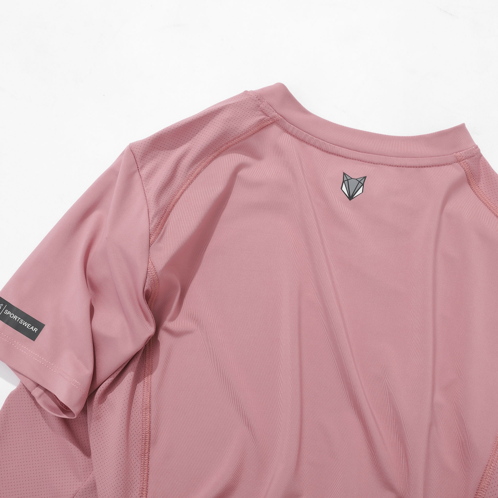 Áo thun thể thao cổ V DEFOXX SPORT vải trơn 4 chiều màu hồng 230547 foxxmen