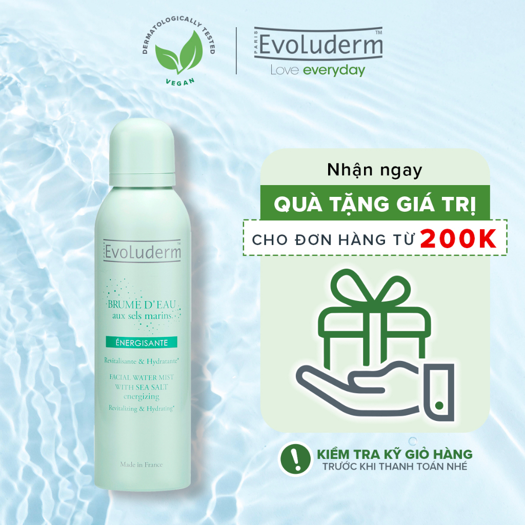 Xịt khoáng evoluderm sea salt chiết xuất từ muối biển sâu dưỡng ẩm,bổ sung khoáng chất trẻ hóa da 150ml