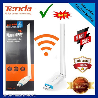 Bộ thu wifi không dây u2 tenda 150mbps có ăng ten , hàng mới chính hãng bh36t