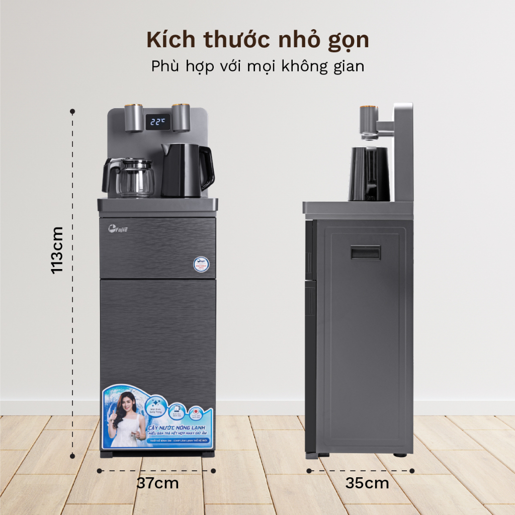 Cây nước nóng lạnh bàn trà nhập khẩu FUJIE TBH1332E Điều khiển máy từ xa - Cài nhiệt độ sôi từ 50 đến 100 độ C