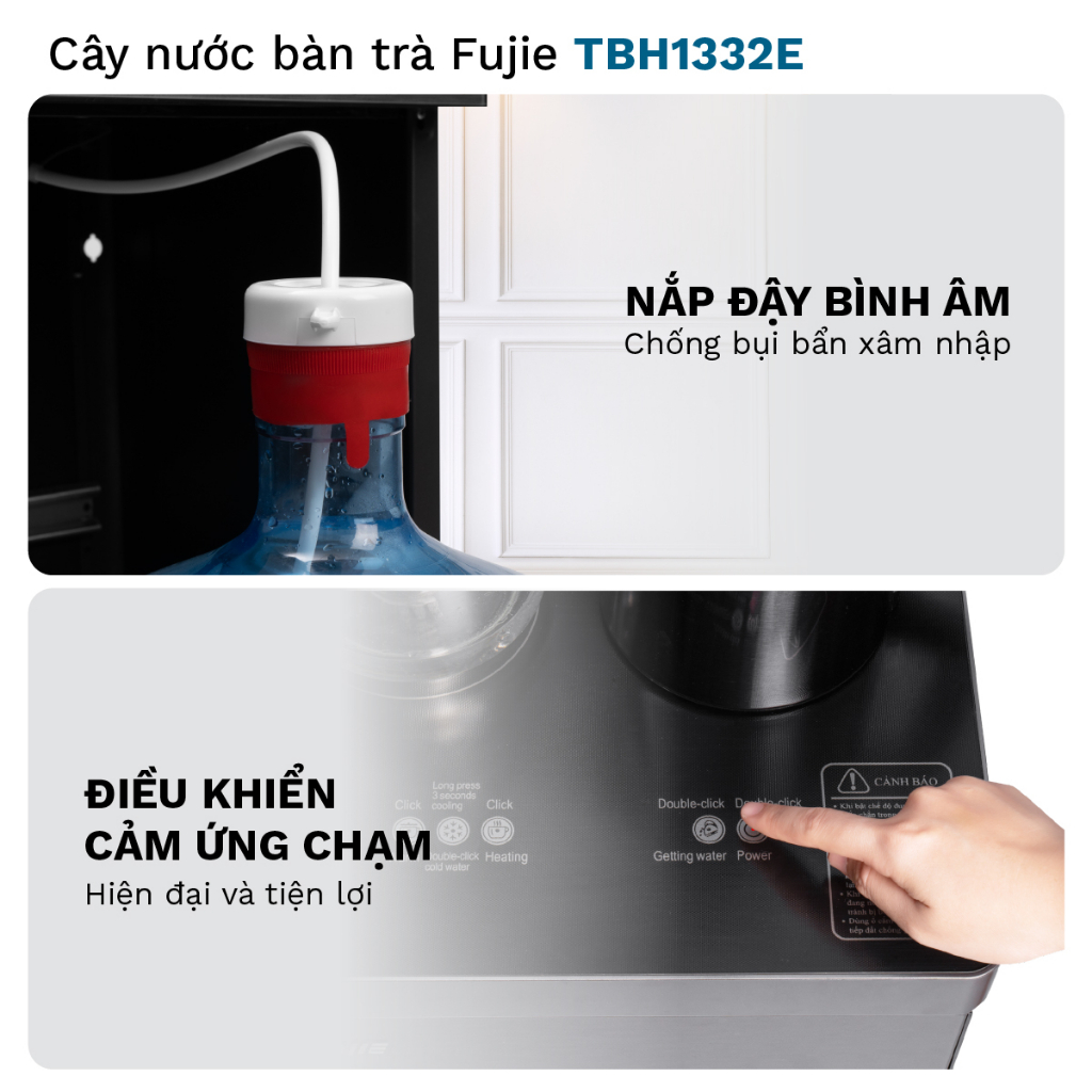 Cây nước nóng lạnh bàn trà nhập khẩu FUJIE TBH1332E Điều khiển máy từ xa - Cài nhiệt độ sôi từ 50 đến 100 độ C