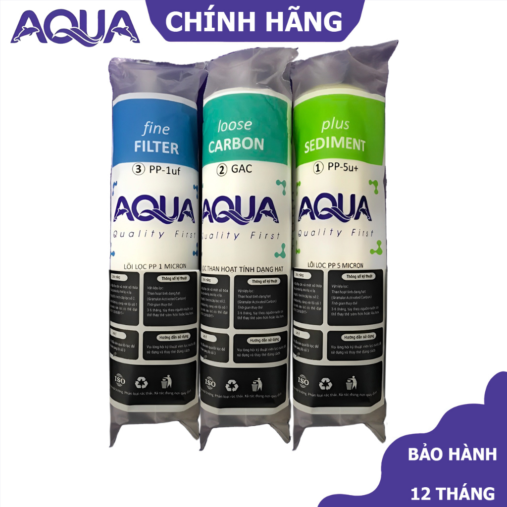 Lõi lọc nước AQUA chính hãng - Bộ lõi lọc thô 1 2 3