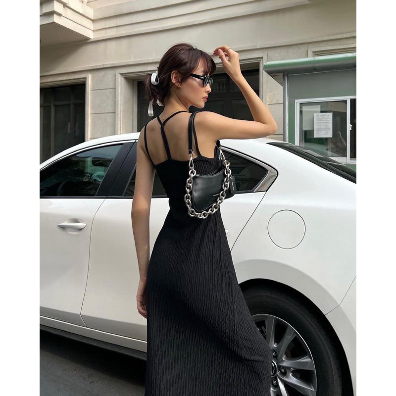 Váy Body Hai Dây Dáng Dài Cut Out Độc Đáo - Hannie Store