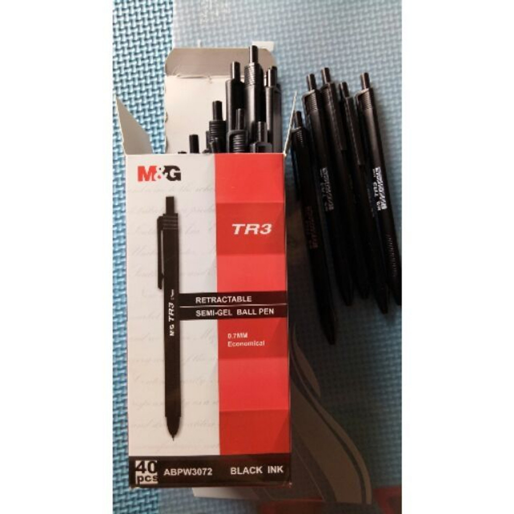 Hộp bút bi TR3 (Hộp 40 Chiếc) tặng kèm 5 bút cùng loại,đầu bi có kích thước 0,7mm cho ra nét mực đều