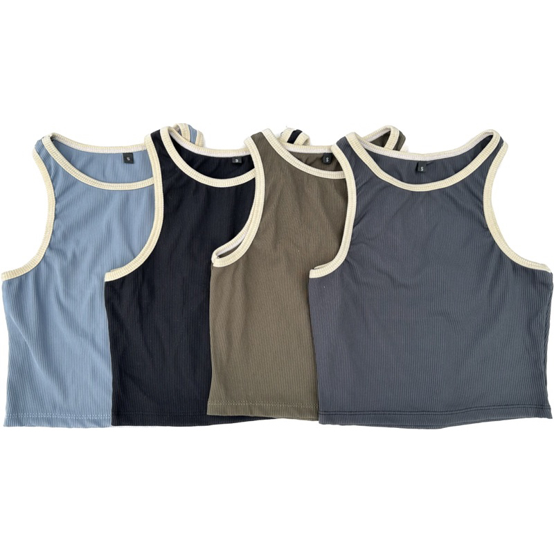 ÁO CROTOP_  áo crop ba lỗ ngược không viền, có viền trắng HUOL.oi