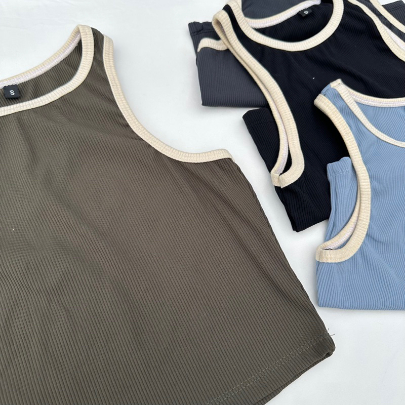 ÁO CROTOP_  áo crop ba lỗ ngược không viền, có viền trắng HUOL.oi