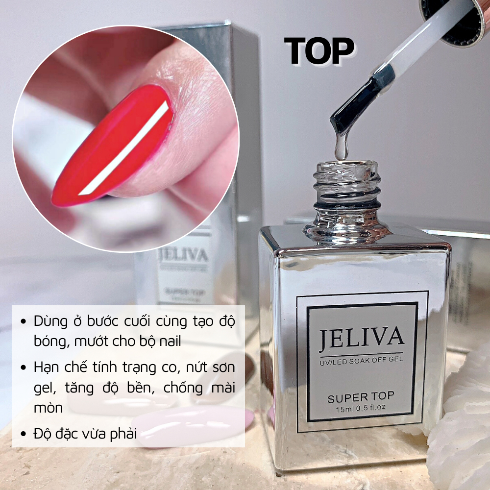 Base top làm cứng móng kiềm dầu top giọt sương sơn lì gel mắt mèo kim cương Jeliva NGHI THẢO