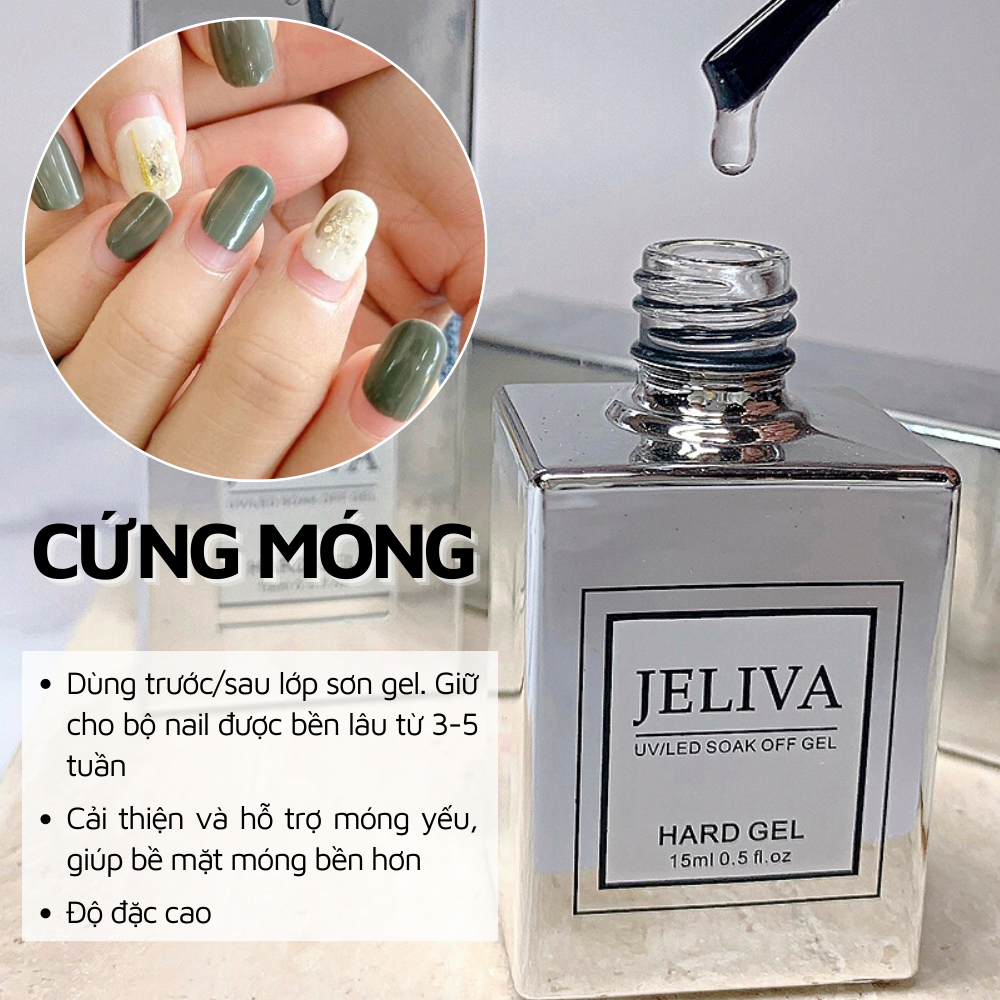 Base top làm cứng móng kiềm dầu top giọt sương sơn lì gel mắt mèo kim cương Jeliva NGHI THẢO