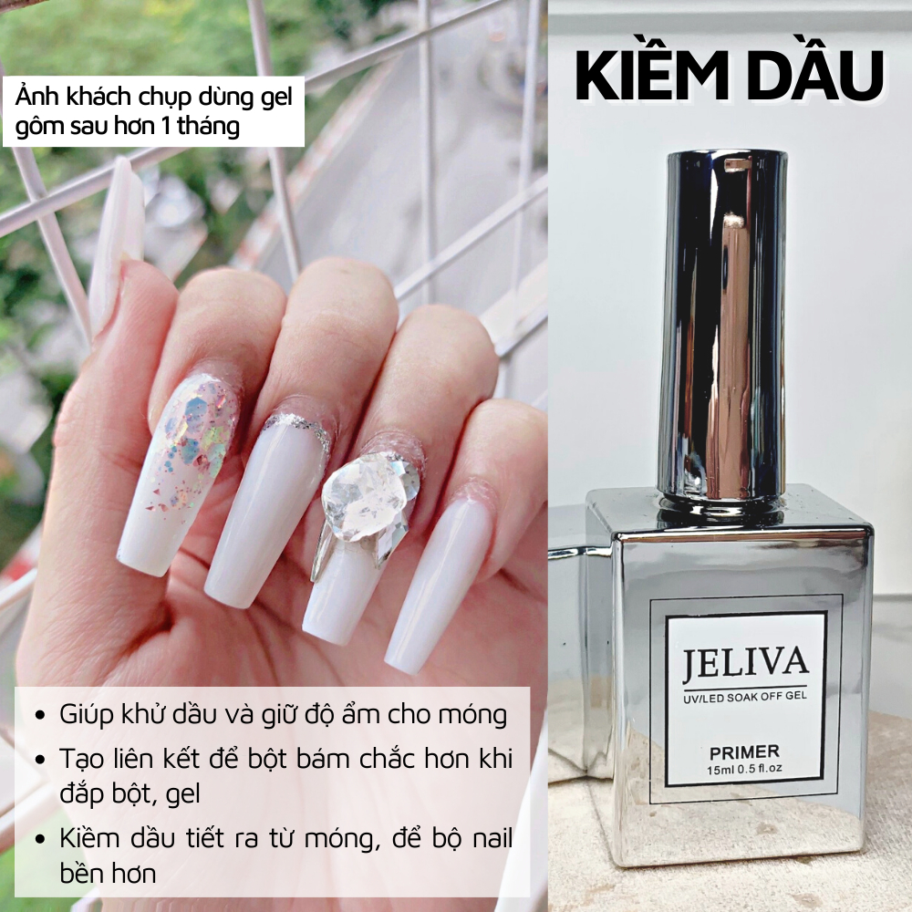 Base top làm cứng móng kiềm dầu top giọt sương sơn lì gel mắt mèo kim cương Jeliva NGHI THẢO