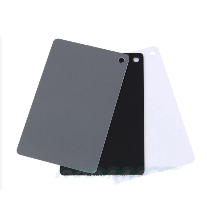 Bộ 3 Thẻ Gồm Thẻ Trắng + Xám + Đen Dùng Đo Sáng Cân Bằng Gam Màu Sáng Tỷ Lệ Sáng 18% Cho Quay Phim, Chụp Ảnh