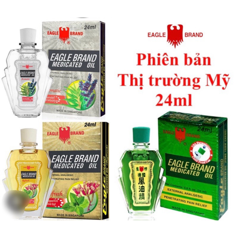 DẦU GIÓ XANH CON Ó EAGLE BRAND 24ML DẦU GIÓ MỸ TRẮNG VÀNG XANH 24ML