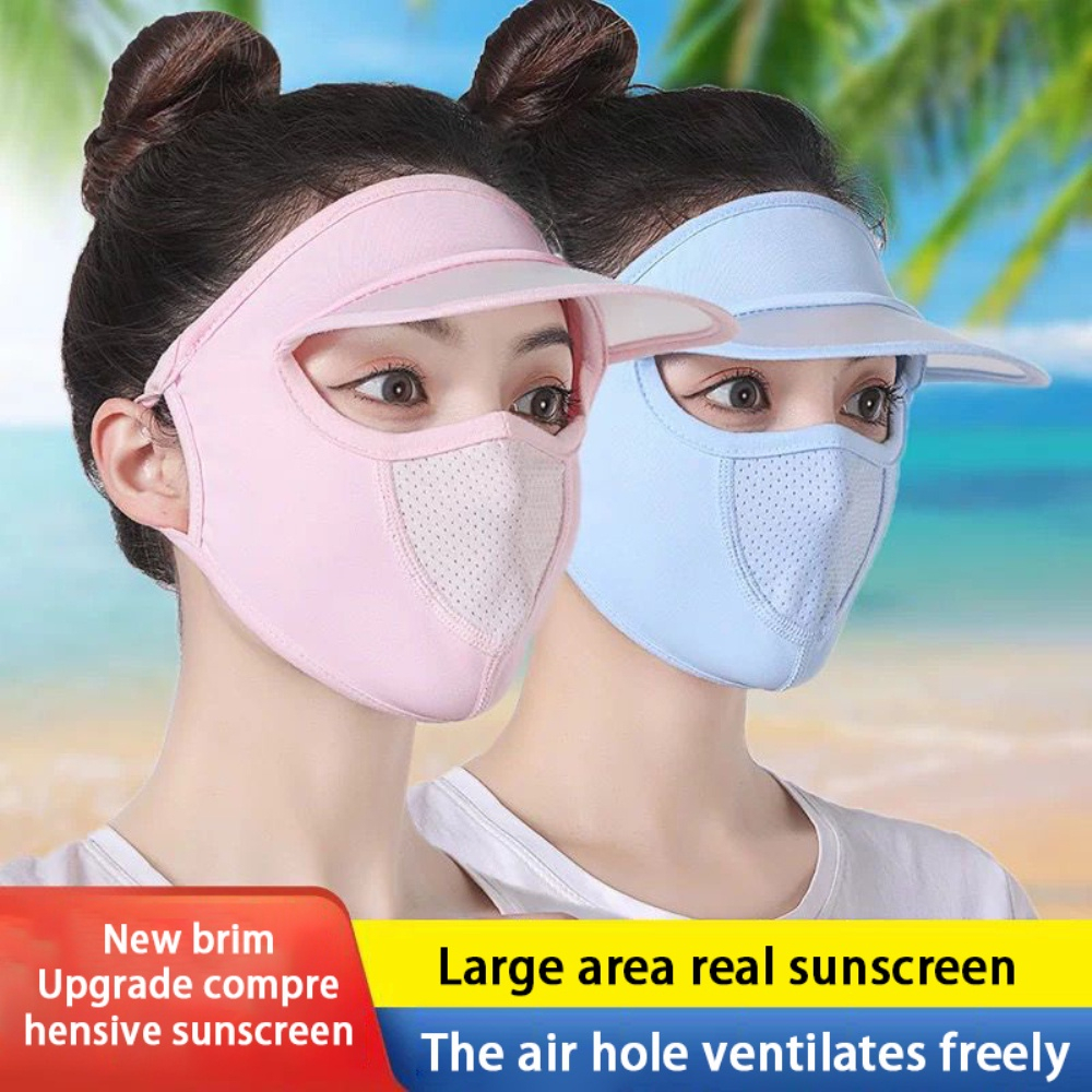 Khẩu Trang Chống Nắng Kèm Lưỡi trai 🍁FREESHIP🍁Mặt Nạ Chống Nắng Toàn Bộ Khuôn Mặt Bằng Lụa Mát Thoáng Khí