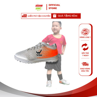 Giày Đá bóng Trẻ Em WIKA Flash Quang Hải Chính Hãng, Giày Đá Banh Sân Cỏ Nhân Tạo Khâu Full Đế Mỏ Vịt 3 Sọc