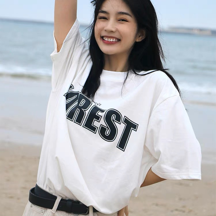 Áo Phông Unisex  Nam Nữ Form Rộng Tay Lỡ In Chứ FOREST