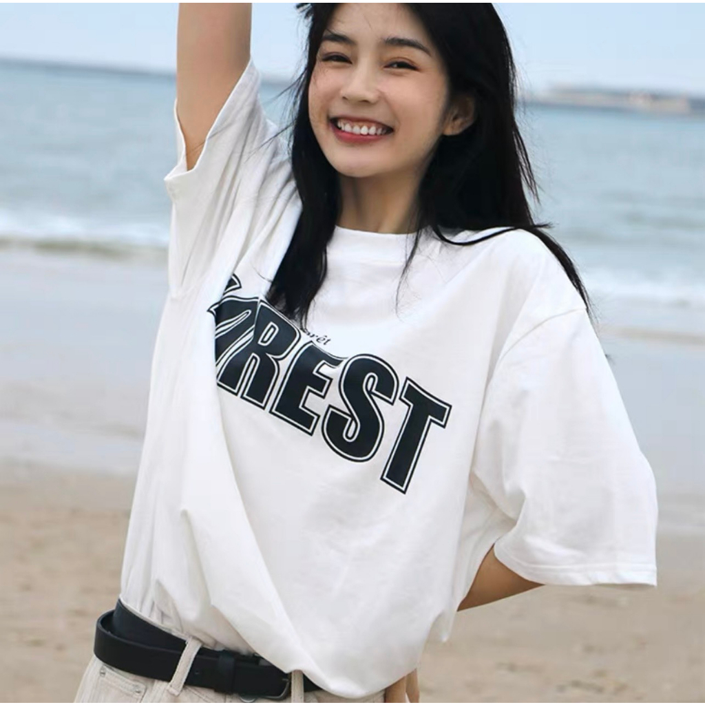 Áo Phông Unisex  Nam Nữ Form Rộng Tay Lỡ In Chứ FOREST