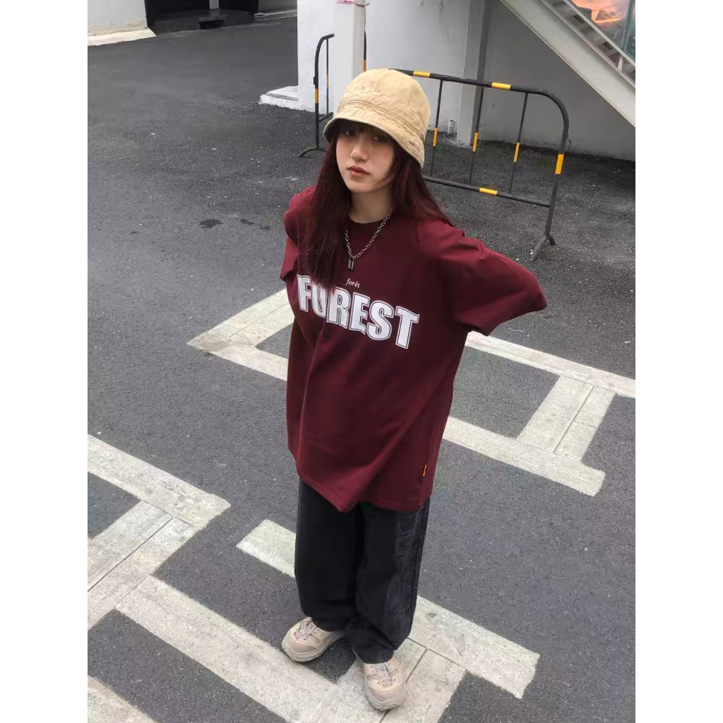 Áo Phông Unisex  Nam Nữ Form Rộng Tay Lỡ In Chứ FOREST