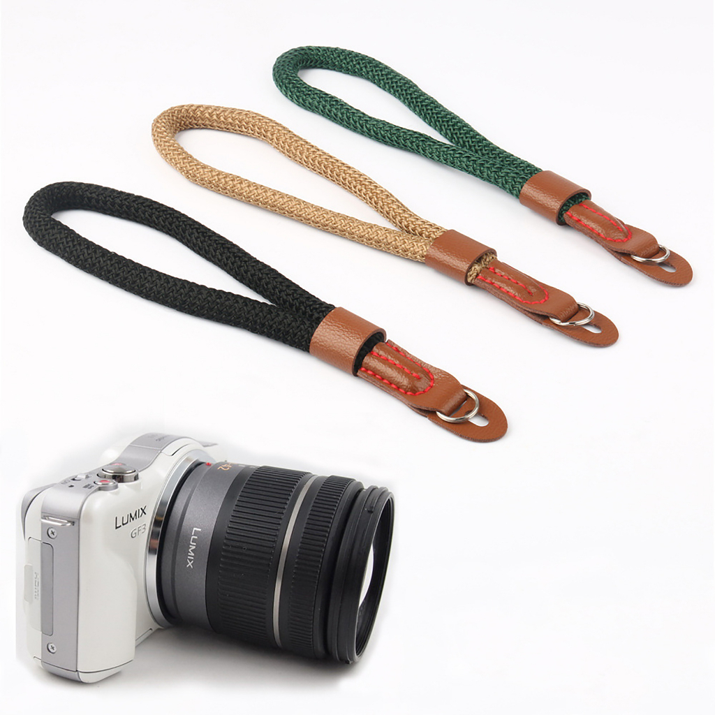 Dây đeo cổ tay máy ảnh hình tròn cho máy ảnh Mirrorless có khoen lỗ tròn và lót da
