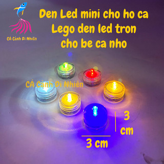 Đèn Led mini cho hồ cá Lego đèn led tròn nắp vặn dùng pin nút áo cho hồ cá