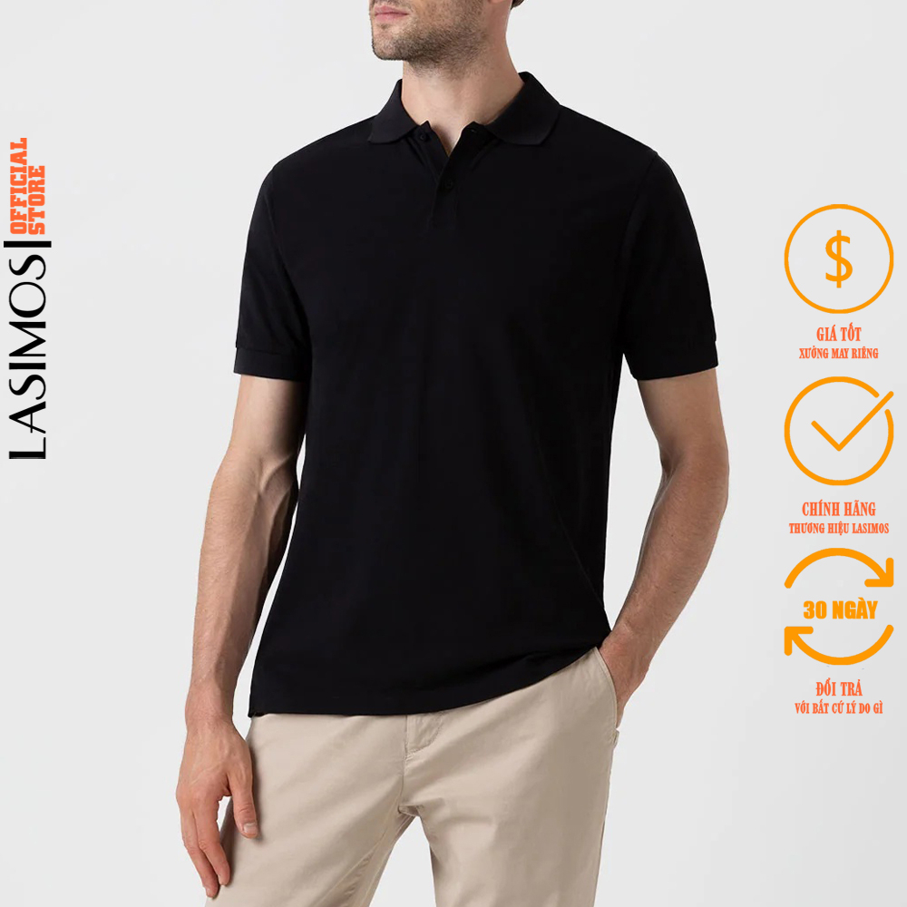 Áo thun POLO nam Lasimos TS211 cổ trụ màu đen cao cấp, thun poly 4 chiều, vải đẹp dày, thoáng mát không xù lông.