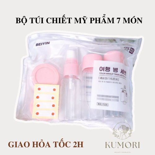 Bộ túi chiết mỹ phẩm 7 món nhiều chai lọ chiếc nước hoa xà bông dầu gội sữa tắm combo bình chứa đựng mỹ phẩm du lịch bìn
