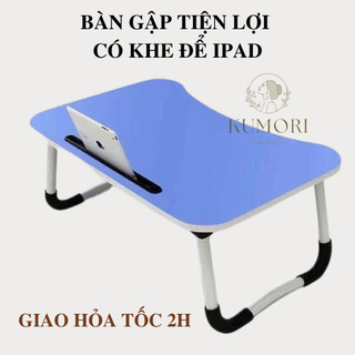 Bàn gập tiện lợi có khe để ipad, bàn học thấp cho trẻ em, bàn học ngồi bẹp bàn laptop có khe cắm ipad KUMORI STORE