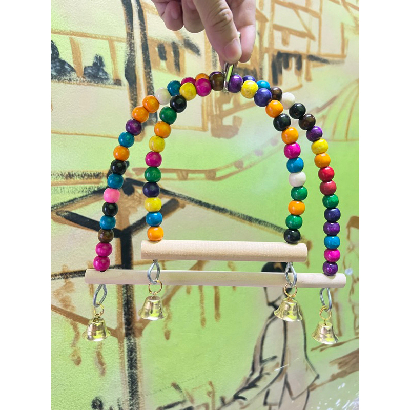 1 Xích đu đồ chơi có chuông cho vẹt, chim…15cm-20cm