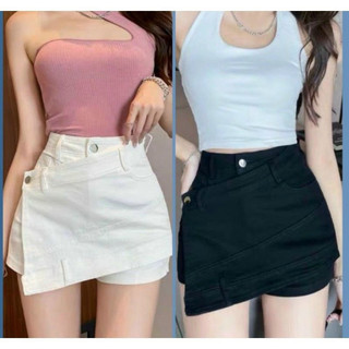 Chân váy kaki trắng- đen đắp chéo tà (HÌNH THẬT ẢNH CUỐI)