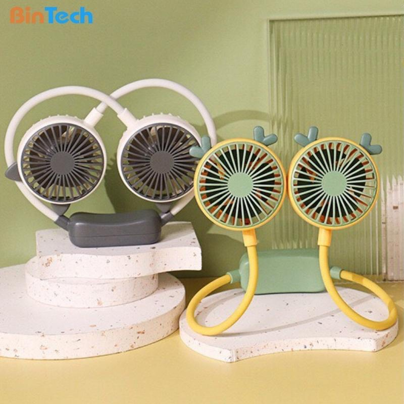 Quạt Đeo Cổ BINTECH Cute, Quạt Mini, Tích Điện, Sạc Nhanh, USB, Hai Chế Độ Làm Mát