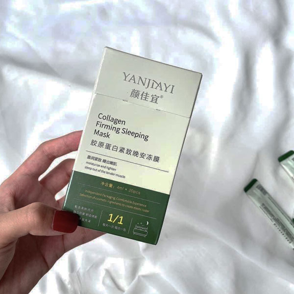 Mặt nạ ngủ thạch Collagen YANJIAYI giúp nâng cơ mặt bổ sung collagen căng mịn trắng sáng hộp 20 gói Zentop