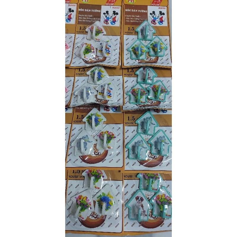 Một vỉ 3 móc dán tường