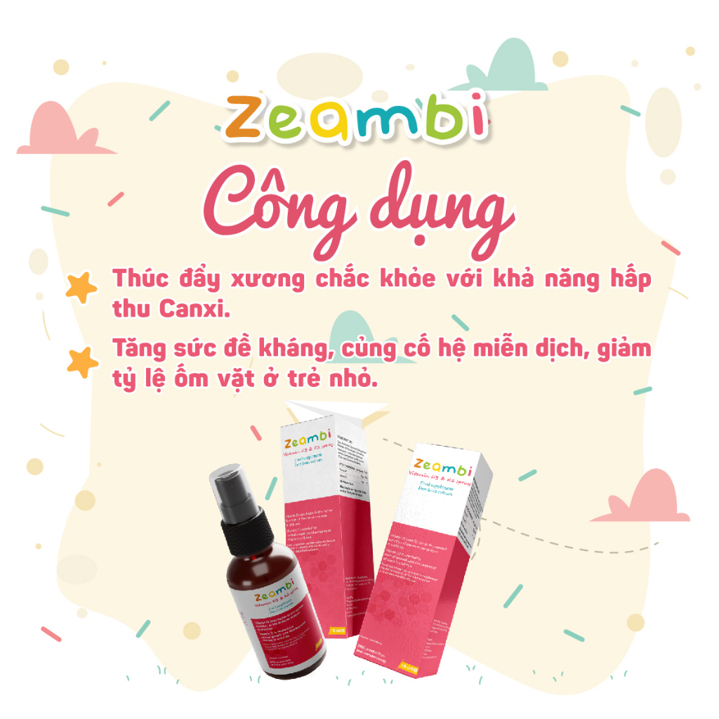 Vitamin D3K2 Zeambi 15ml - 110 xịt