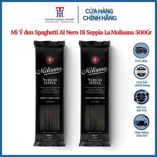 Combo 2 Mì Ý đen Spaghetti Al Nero Di Seppia La Molisana 500Gram Nhập Khẩu Ý [Tặng Lá Gia Vị RoseMary]