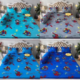 Bộ Drap thun Hàn Quốc mẫu người nhện cho bé 4 món