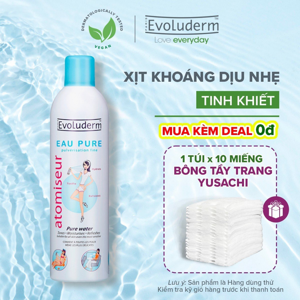 Xịt khoáng Evoluderm Atomiseur Eau Pure 400ml