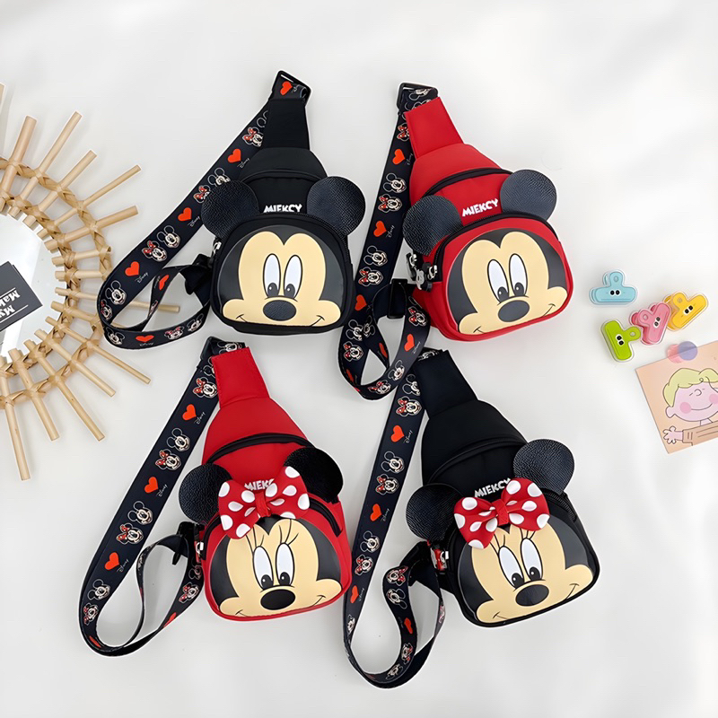 Túi Đeo Chéo Hình Chuột Mickey Dễ Thương Cho Bé