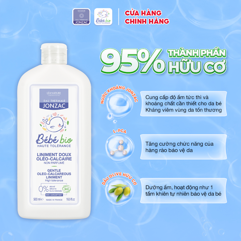 Dung Dịch Vệ Sinh Ngừa Hăm Tã Hữu Cơ Cho Bé Từ Sơ Sinh Eau Thermale Jonzac Liniment Oleo-Calcareous 500ml