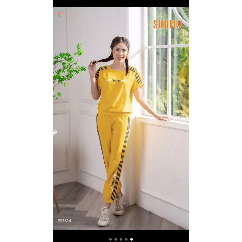 Thanh lý bộ thể thao linen áo cộc quần dài size xl, màu cam như hình 2, ko nhăn ko sờn, mát nhẹ, nguyên tag, hãng Sunfly