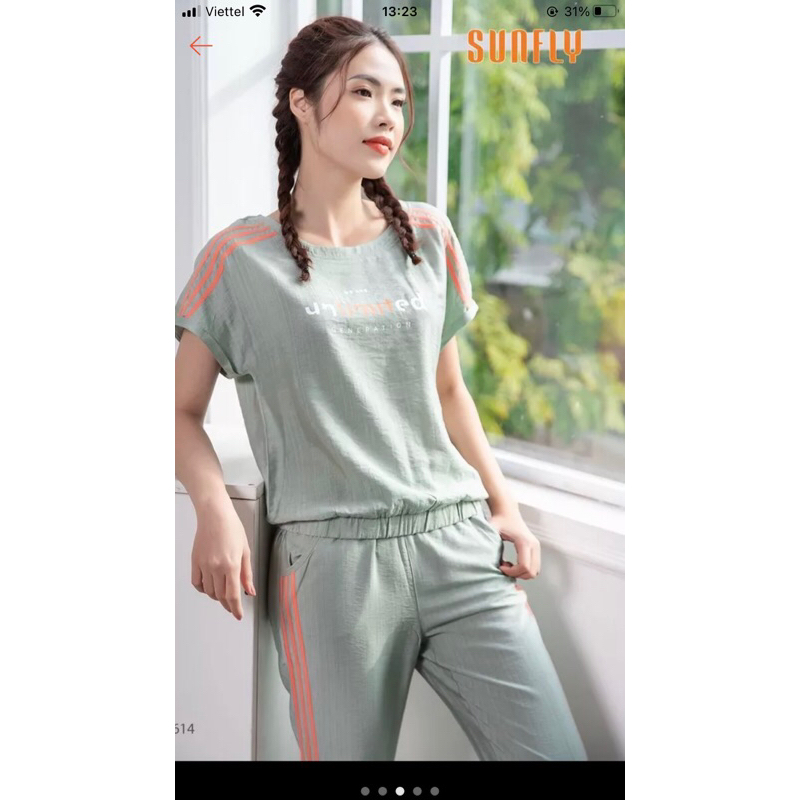 Thanh lý bộ thể thao linen áo cộc quần dài size xl, màu cam như hình 2, ko nhăn ko sờn, mát nhẹ, nguyên tag, hãng Sunfly