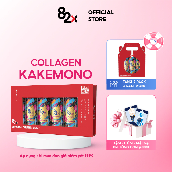 SET QUÀ 82X KAKEMONO "KIÊU SA " pack 6 lon - Nước uống giải khát chứa Collagen 0kcal đến từ Thái Lan 245ml/lon.