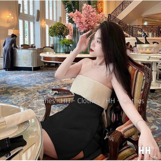 set cúp ngực nơ lưng phối quần đen