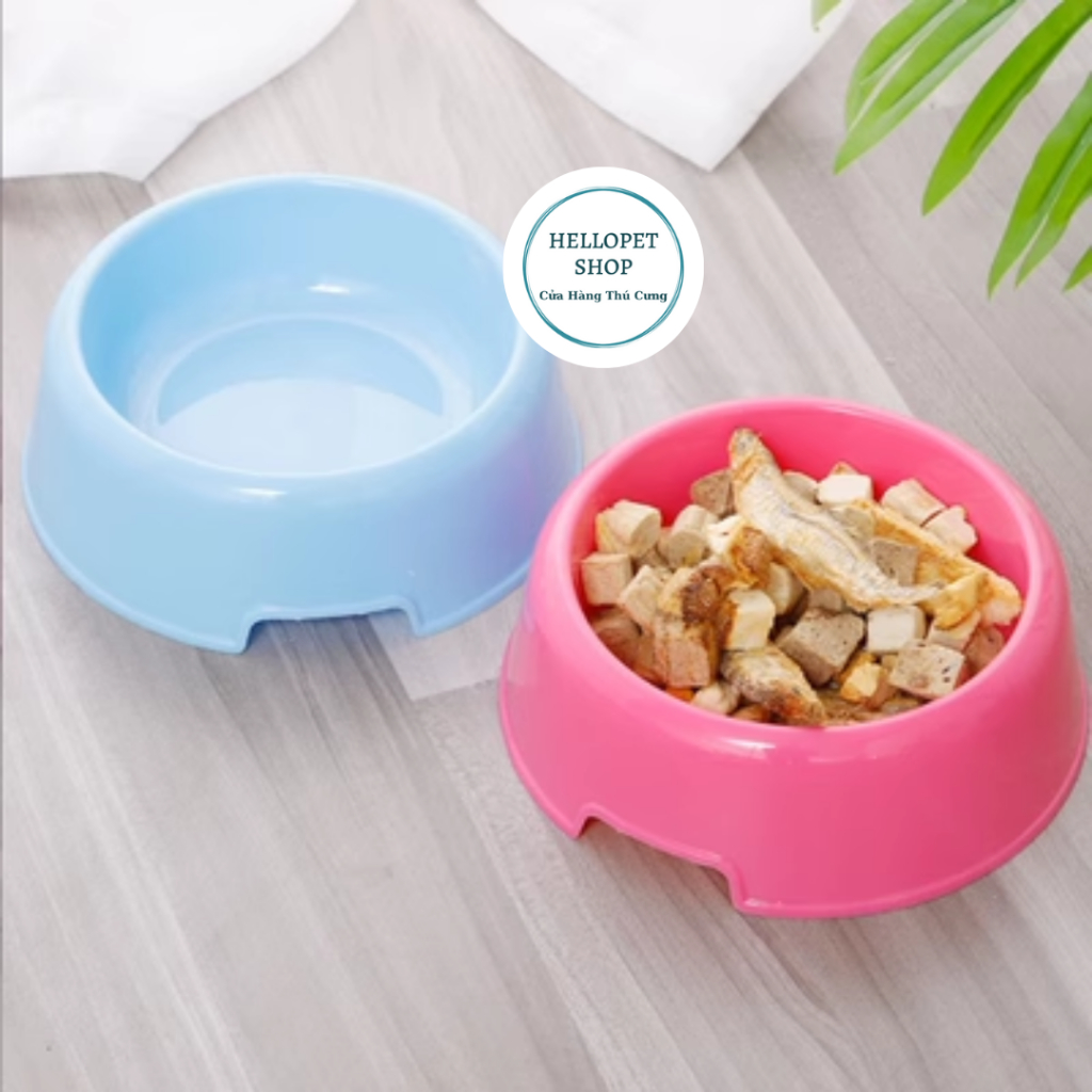 Bát đựng thức ăn cho chó mèo HELLOPET giá rẻ, Bát ăn cho mèo nhựa cao cấp trơn láng dễ vệ sinh H36