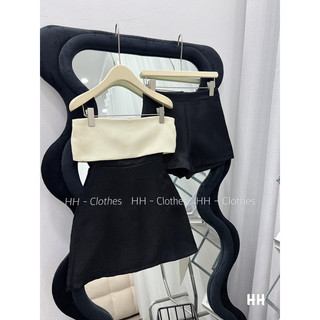 set cúp ngực nơ lưng phối quần đen