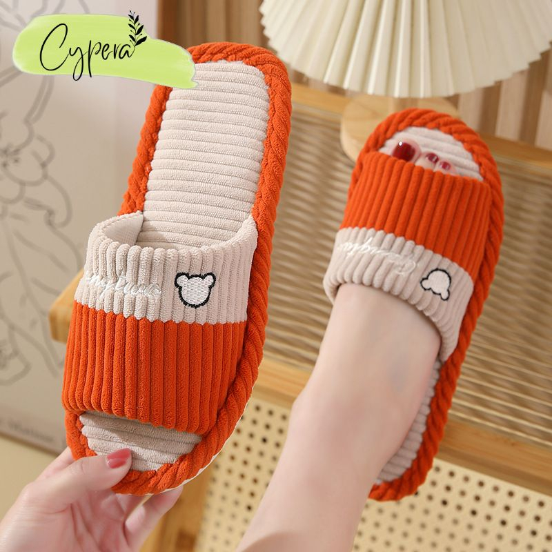 Dép Bông Đi Trong Nhà Đế Bằng Hở Mũi Thoáng Mát Thời Trang Chống Trượt - D9