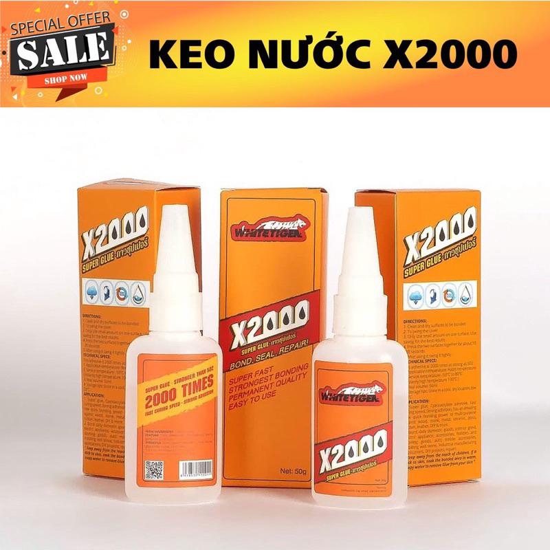 Keo Dán X2000 Siêu Dính, Keo Dán Đa Năng Dán Gỗ, Thủy Tinh, Dán Nhựa An Toàn Với Da Tay