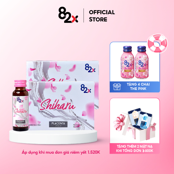 82X Combo 2 hộp Nước uống Placenta Shiharu làm đẹp da đến từ Nhật Bản 50ml/lọ.